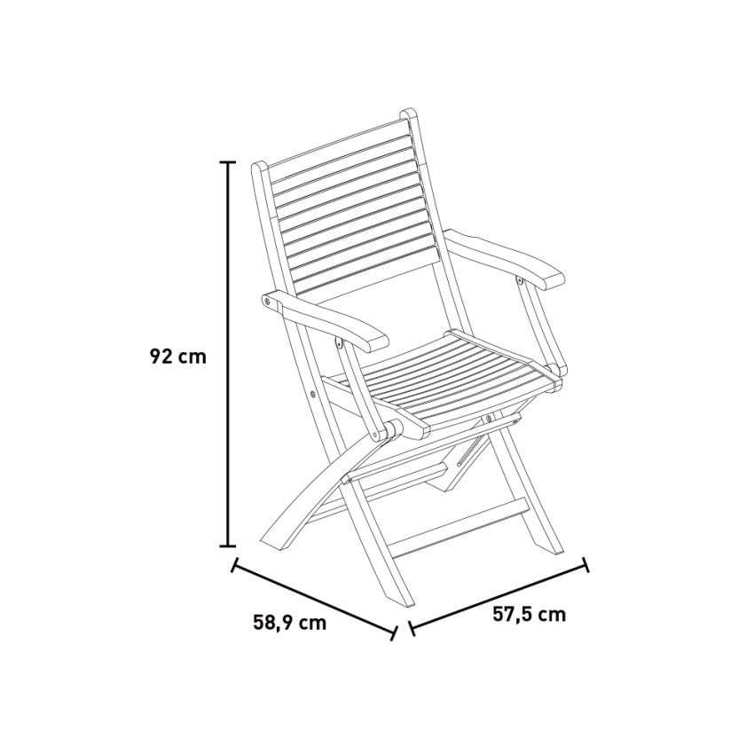 Nias Folding Wooden Garden Chair with Armrests in Acacia Wood — 4