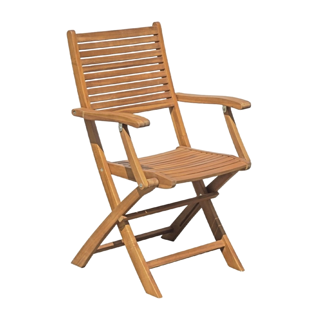 Nias Folding Wooden Garden Chair with Armrests in Acacia Wood — 1
