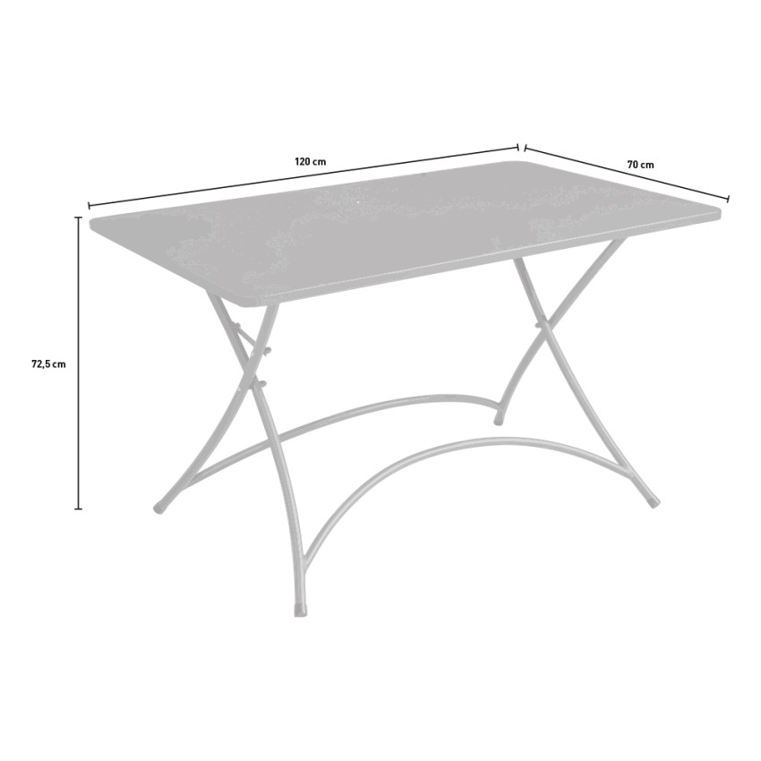 Folding outdoor rectangular garden table 120x70 cm in iron Plan Kedels — 2