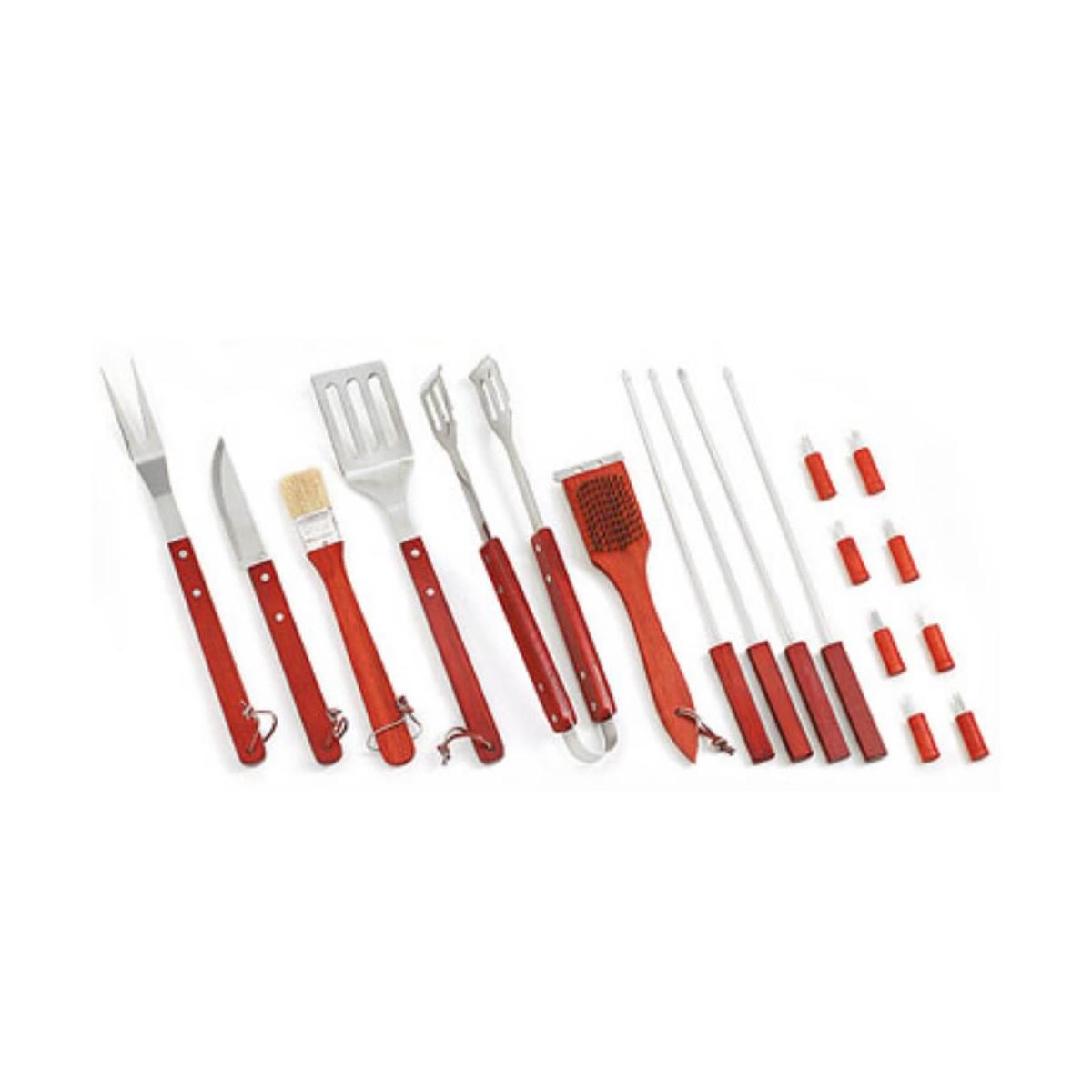 18-piece BBQ tool set in case with wooden handles — 3