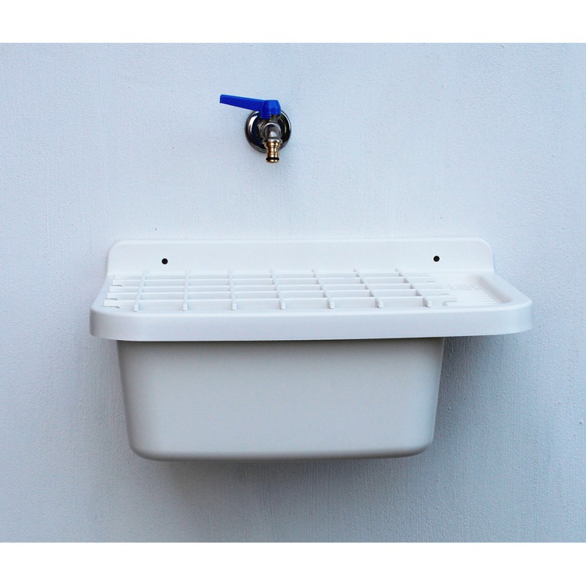 Wall-Mounted Utility Sink in Resin with Grid 60 cm Nos 60 Mongardi — 2