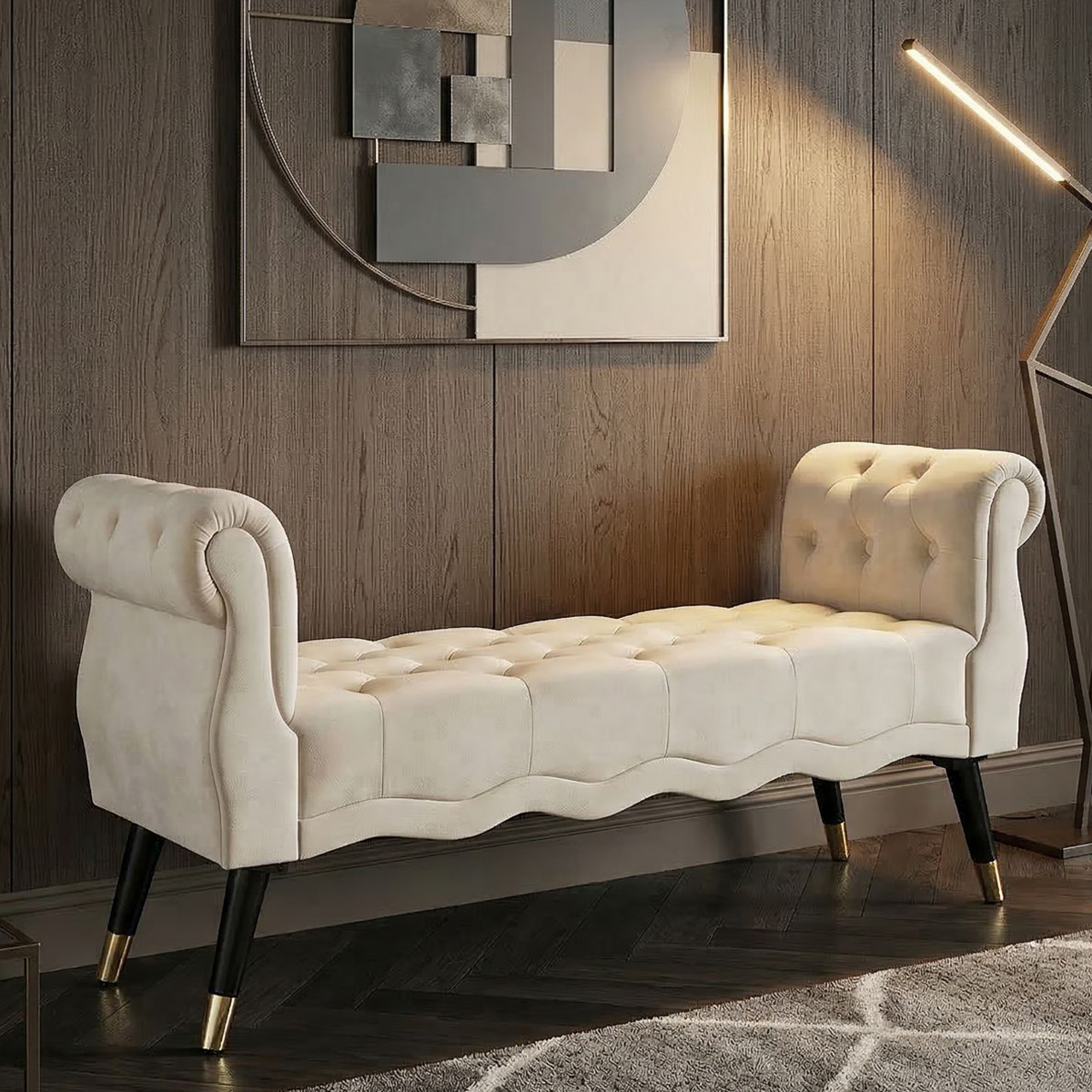 Paris Upholstered Velluto Bench for Bedroom and Living Room — 2