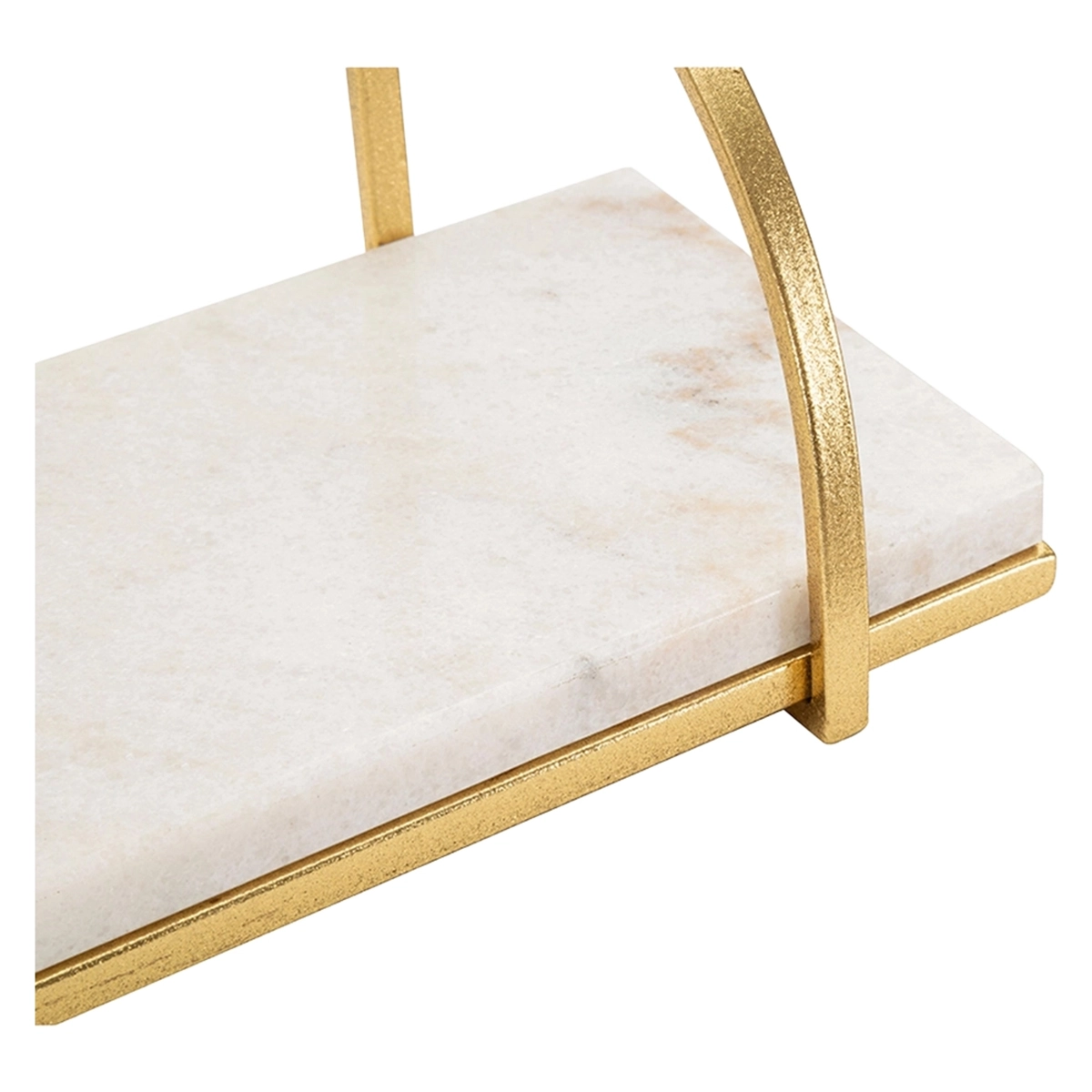 Marble wall shelf in gold metal and white marble — 4