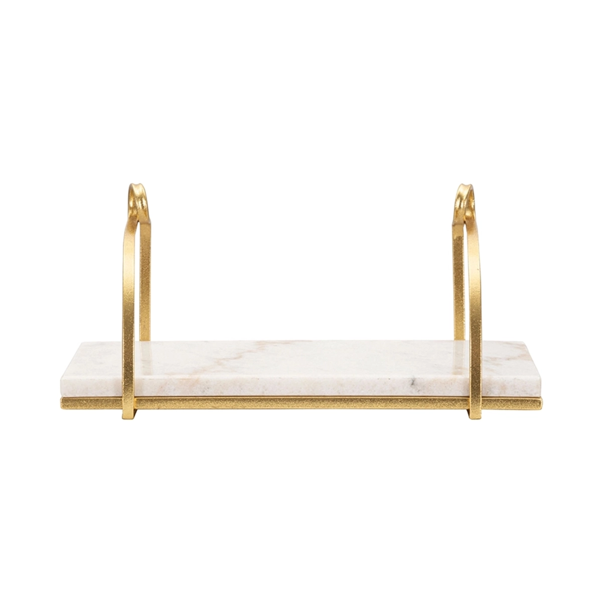 Marble wall shelf in gold metal and white marble — 3