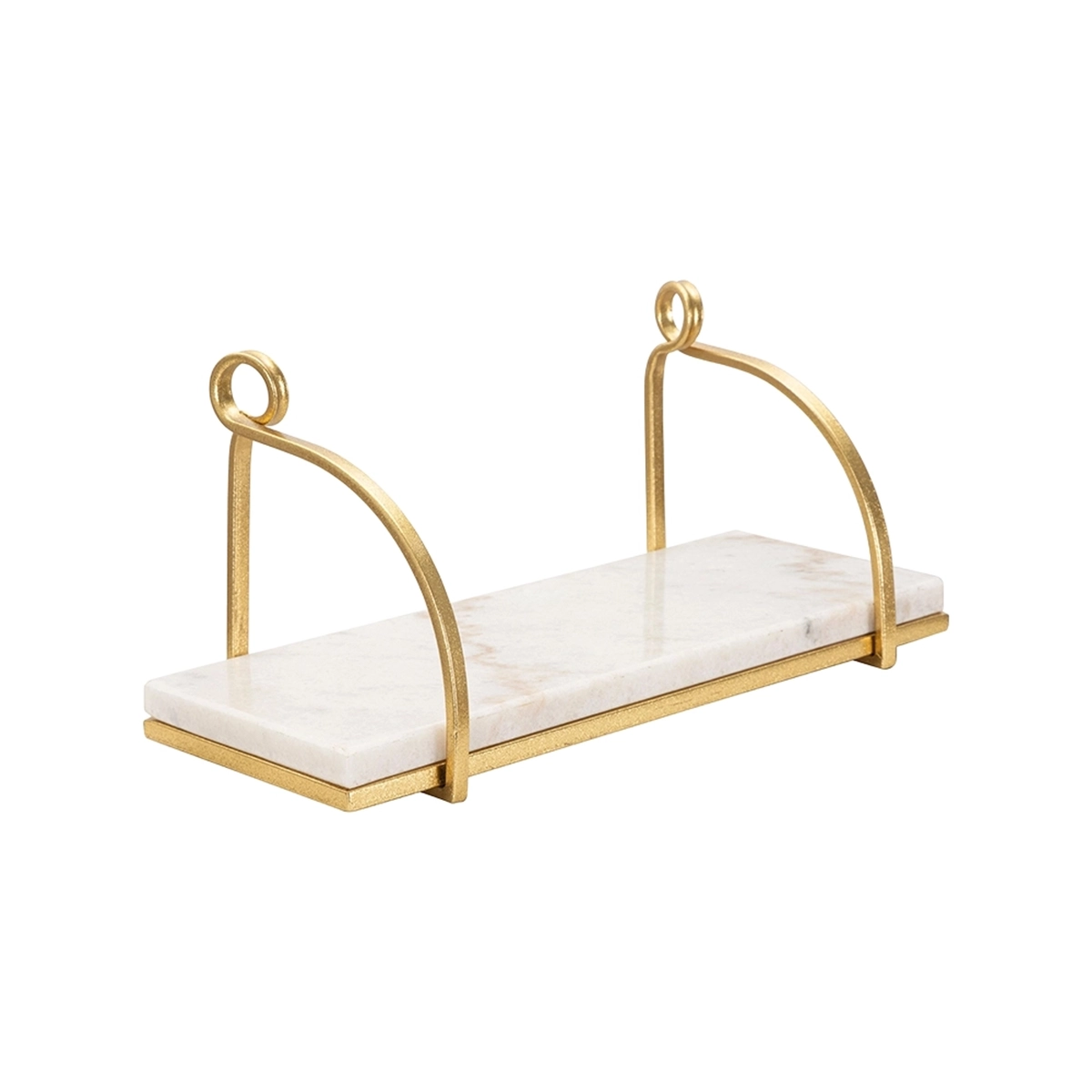 Marble wall shelf in gold metal and white marble — 1