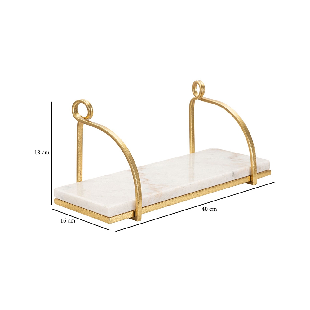 Marble wall shelf in gold metal and white marble — 6