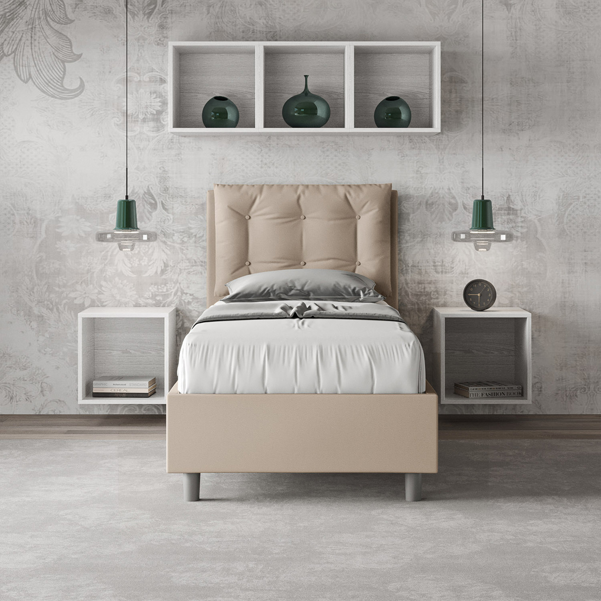 Annalisa S Single Bed 80x190 with Storage and Cushioned Headboard Itamoby — 4