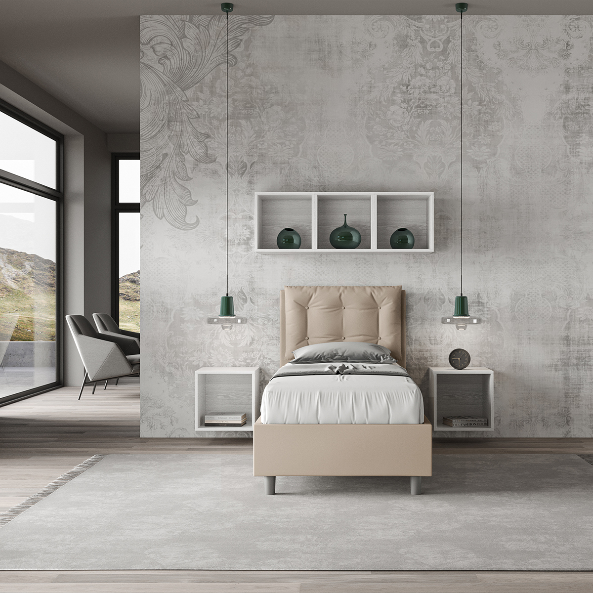 Annalisa S Single Bed 80x190 with Storage and Cushioned Headboard Itamoby — 3