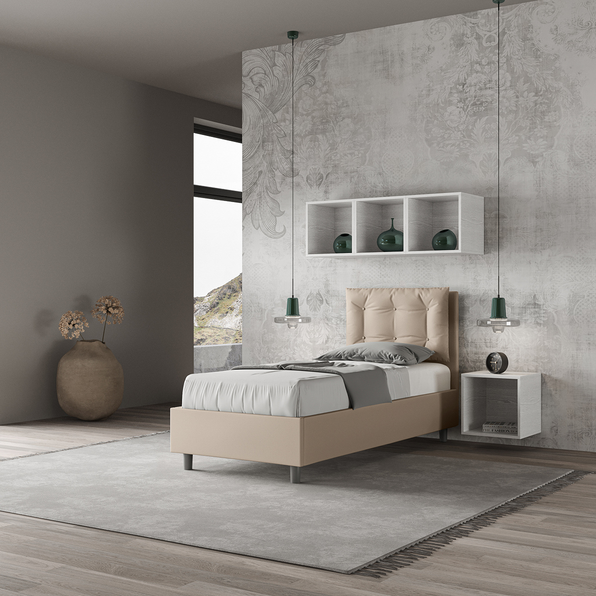 Annalisa S Single Bed 80x190 with Storage and Cushioned Headboard Itamoby — 2