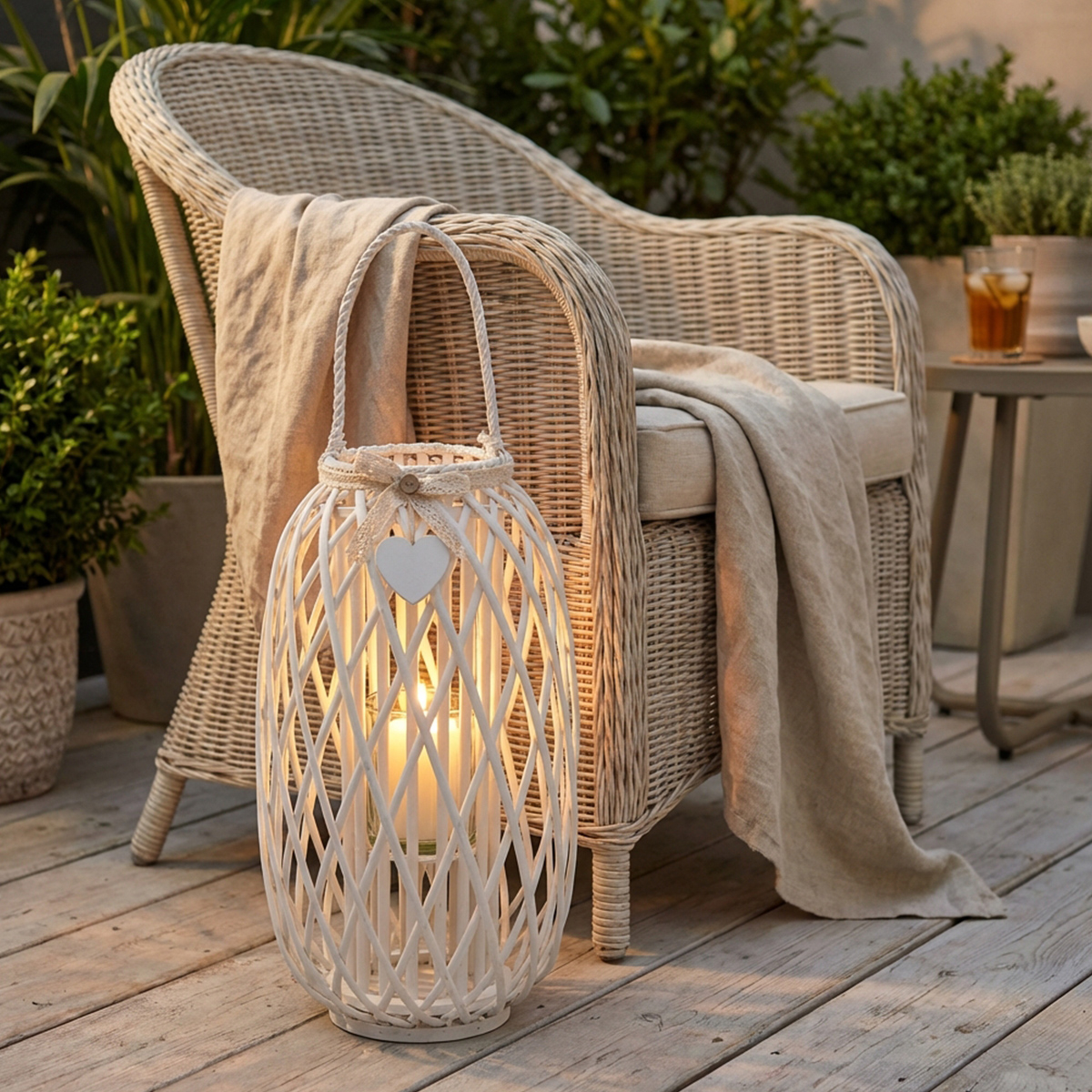 Caroline tall wicker and glass decorative lantern Cosma — 2