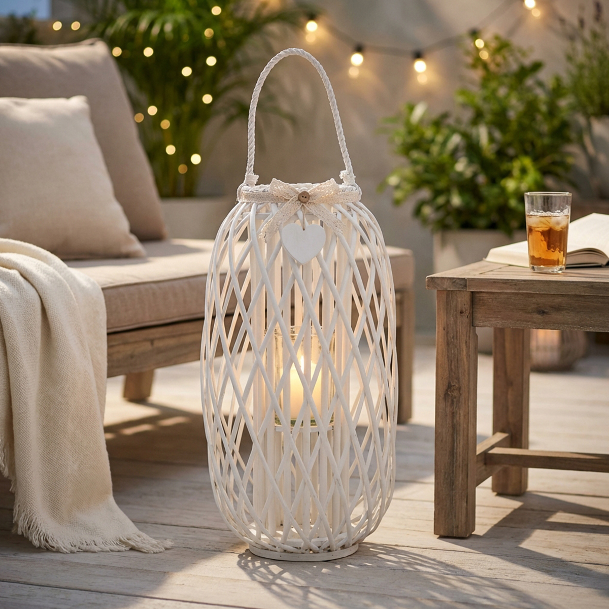 Caroline tall wicker and glass decorative lantern Cosma — 3