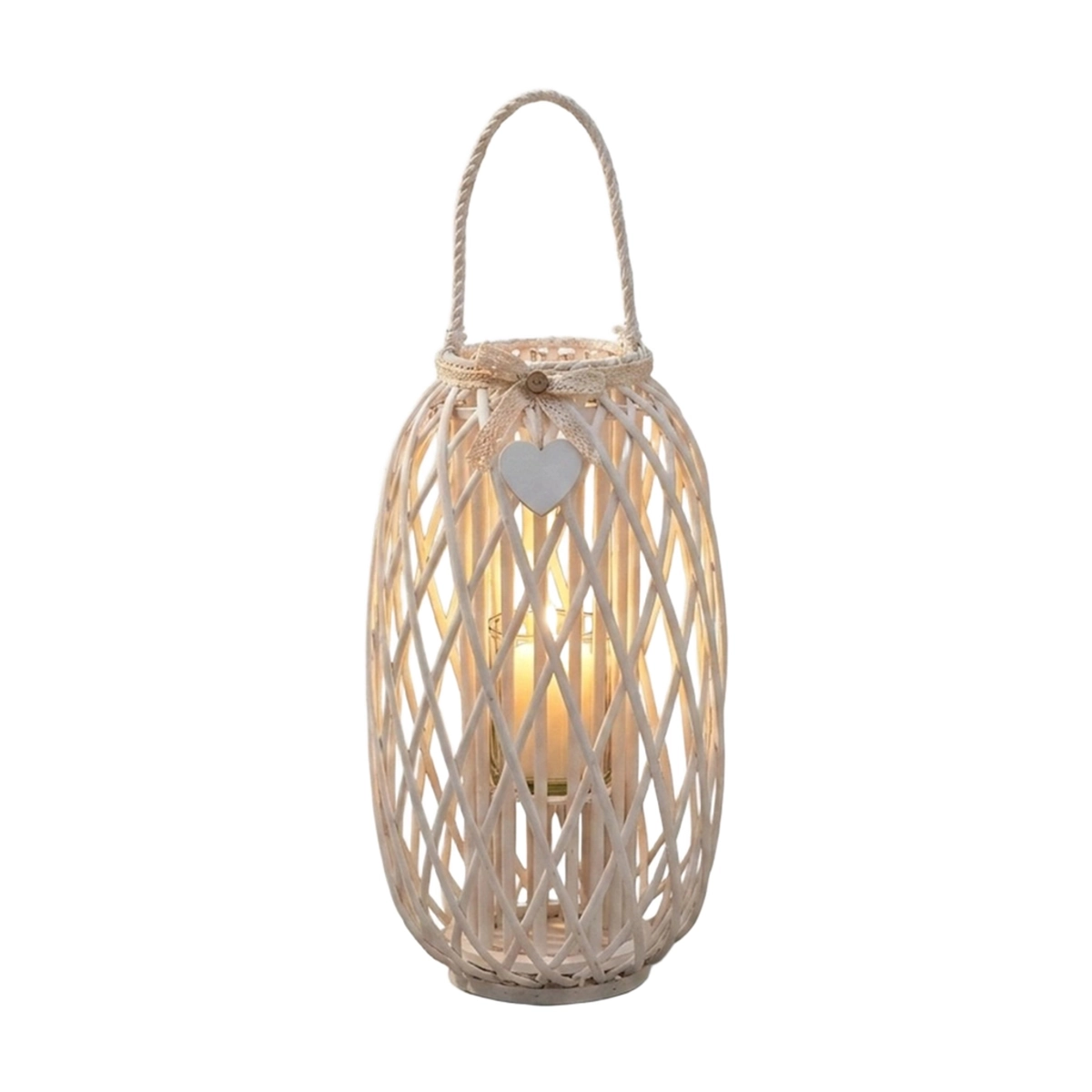 Caroline tall wicker and glass decorative lantern Cosma — 1