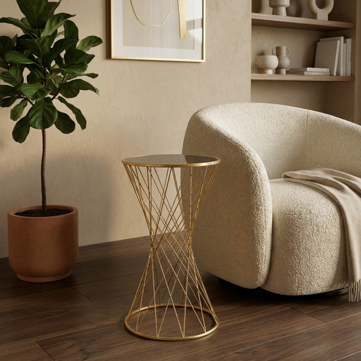 Tower 100 Tall Round Metal Side Table with Mirrored Top — 2