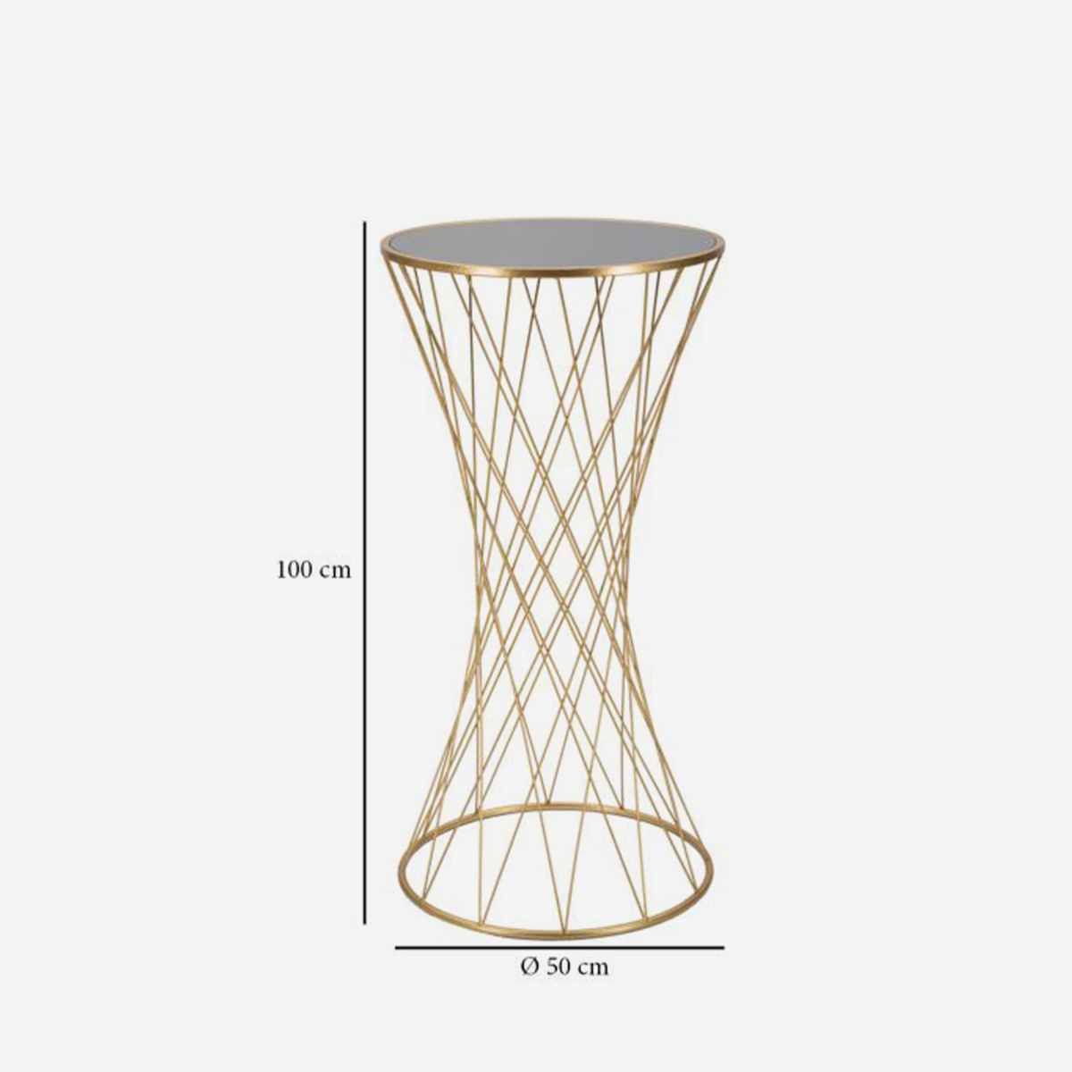 Tower 100 Tall Round Metal Side Table with Mirrored Top — 3