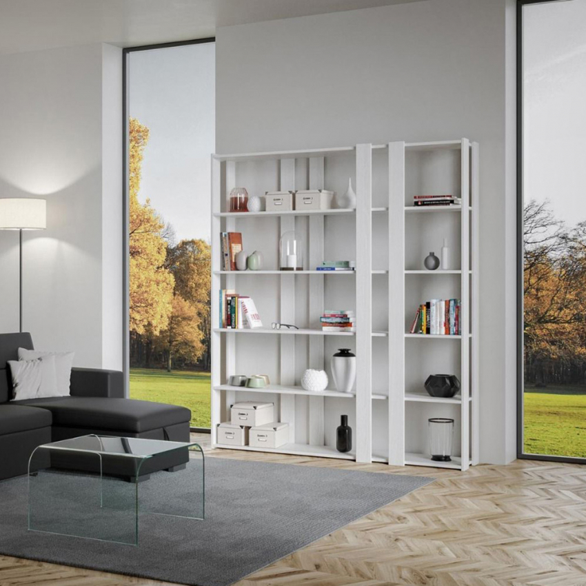 Wall Bookcase 5 Shelves Ash White Modern Kato E Itamoby — 3