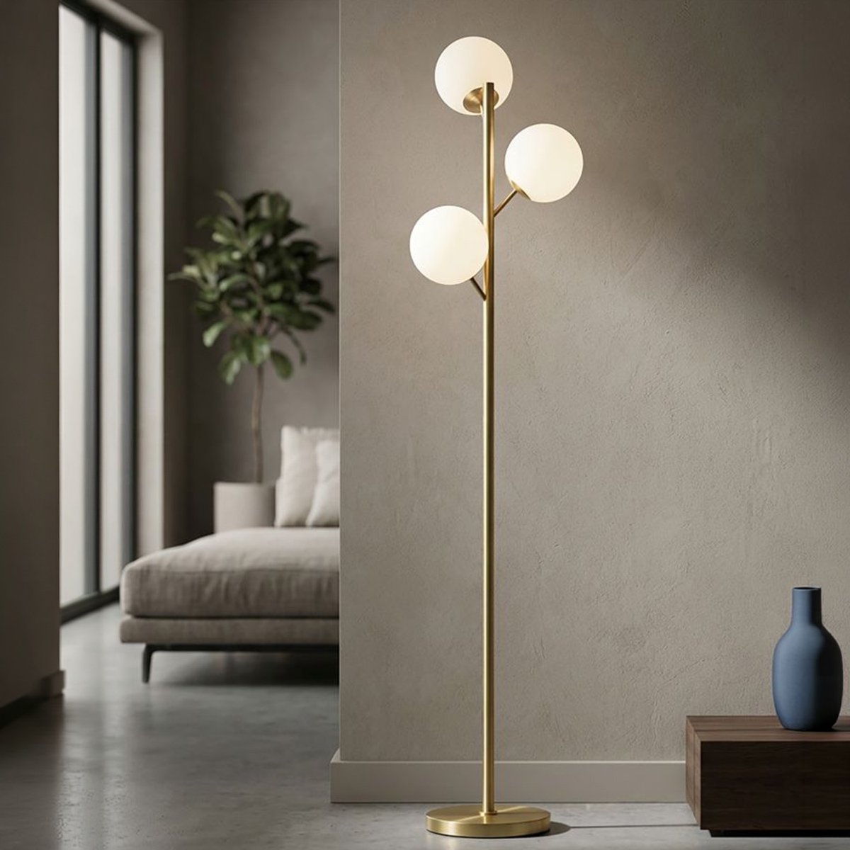 Glamy 3-Light Floor Lamp in Metal and Vetro — 2