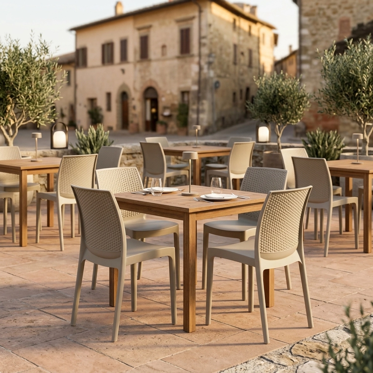 Set of 20 Outdoor Poly Rattan Chairs Boheme Grand Soleil Bar Ristorante Stock — 2