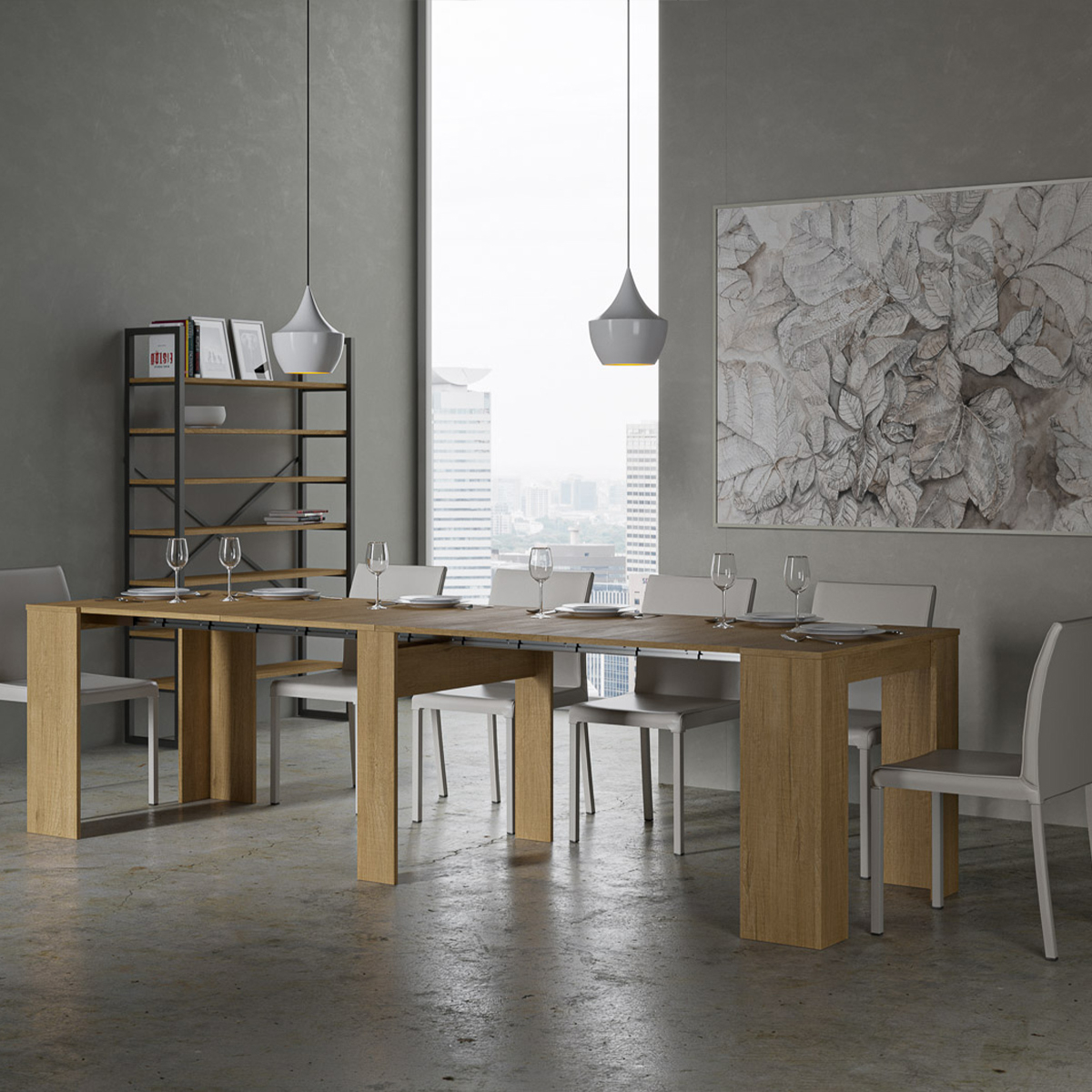 Extendable console table natural wood 90x48-296 cm Venus — 2