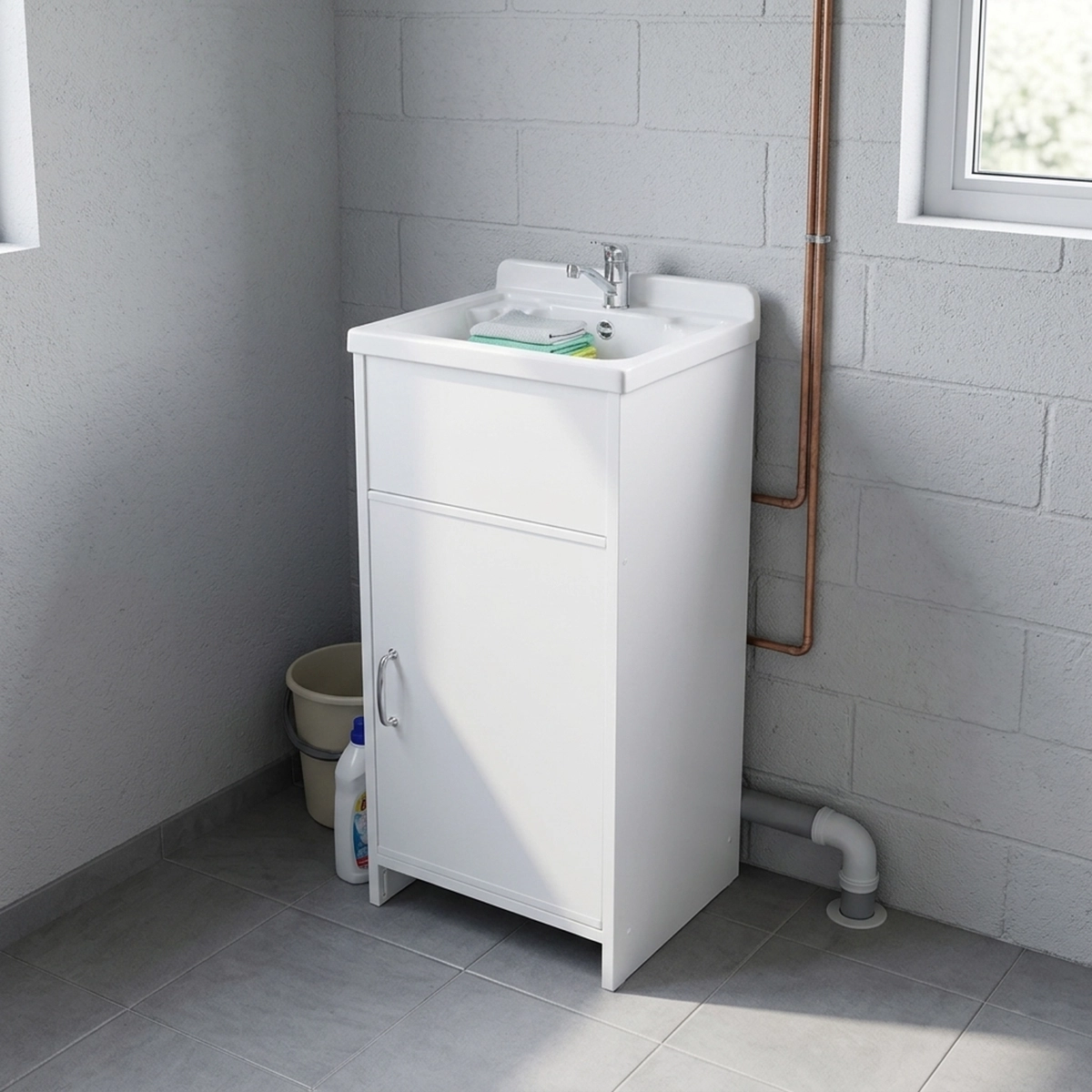 Compact Outdoor & Indoor Utility Sink Cabinet 42.5x34.5 cm — 2