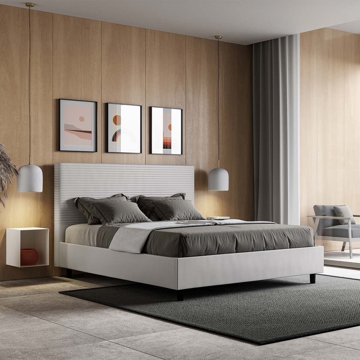 Double storage bed 160x190 faux leather Itamoby Focus M — 2