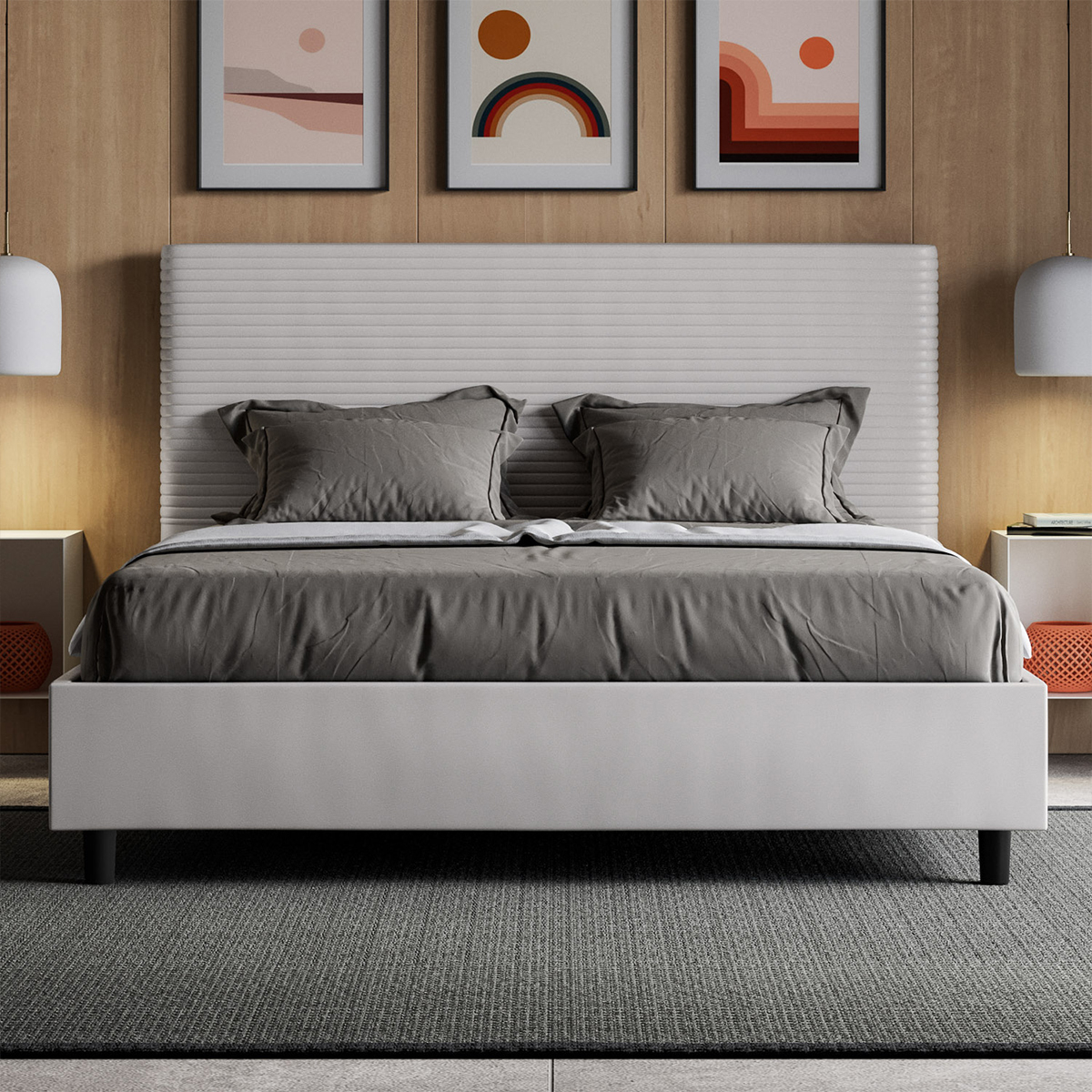 Double storage bed 160x190 faux leather Itamoby Focus M — 4