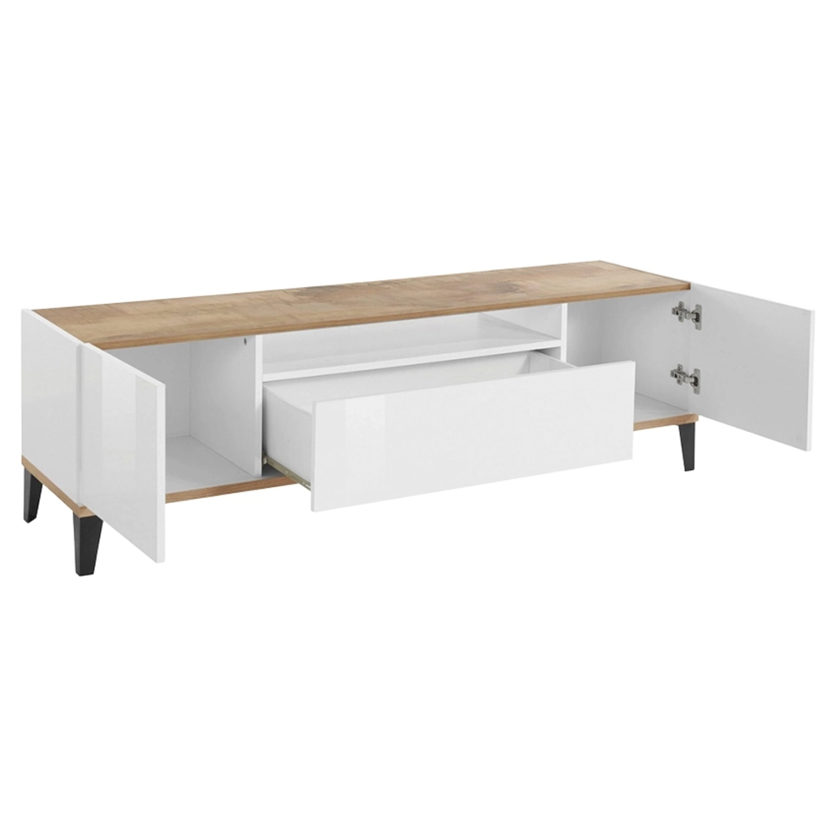 TV Stand 160x40 cm Glossy White and Wood Jacob Wood — 5