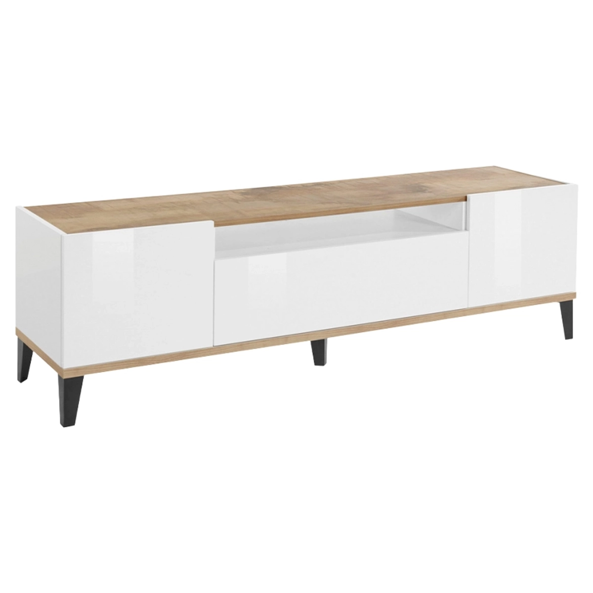 TV Stand 160x40 cm Glossy White and Wood Jacob Wood — 4