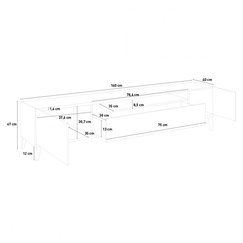 TV Stand 160x40 cm Glossy White and Wood Jacob Wood — 7
