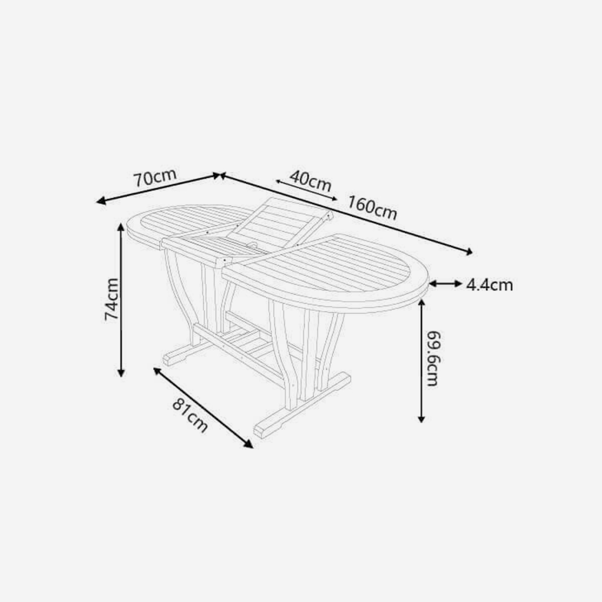 Extendable Oval Wooden Garden Table Cosma Double 120/150x70 — 4