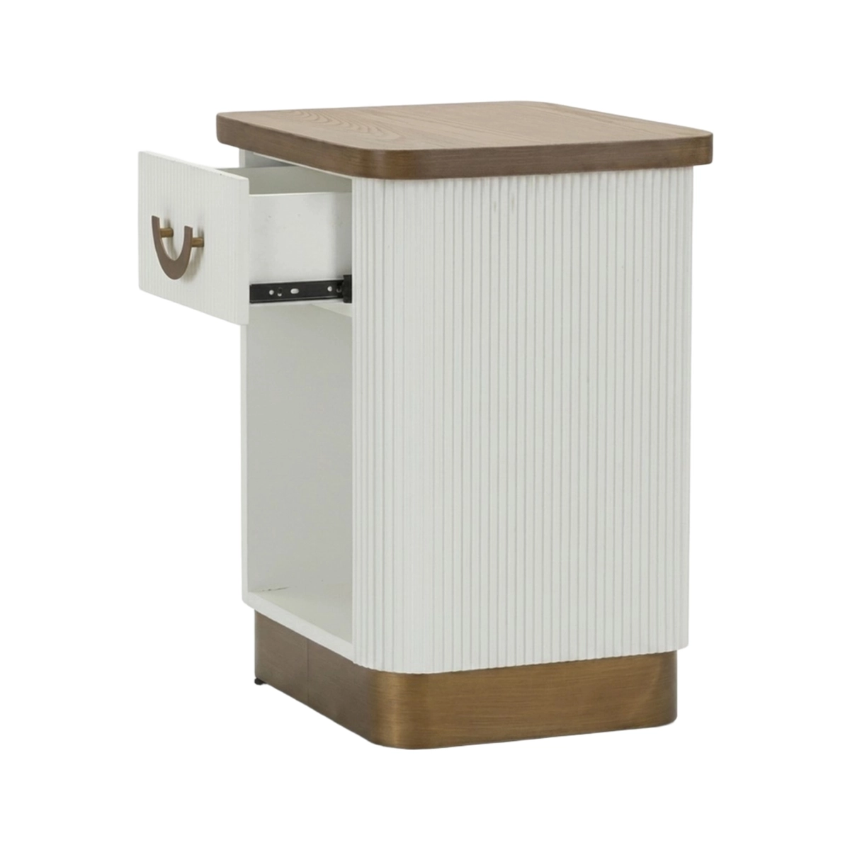 Tolosa Bedside Table in Wood and Iron with Drawer and Shelf — 5