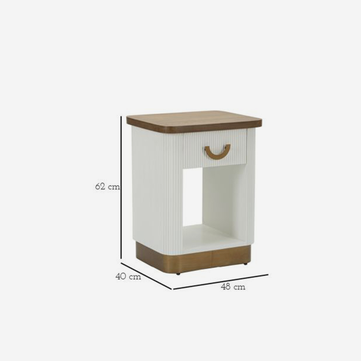 Tolosa Bedside Table in Wood and Iron with Drawer and Shelf — 3