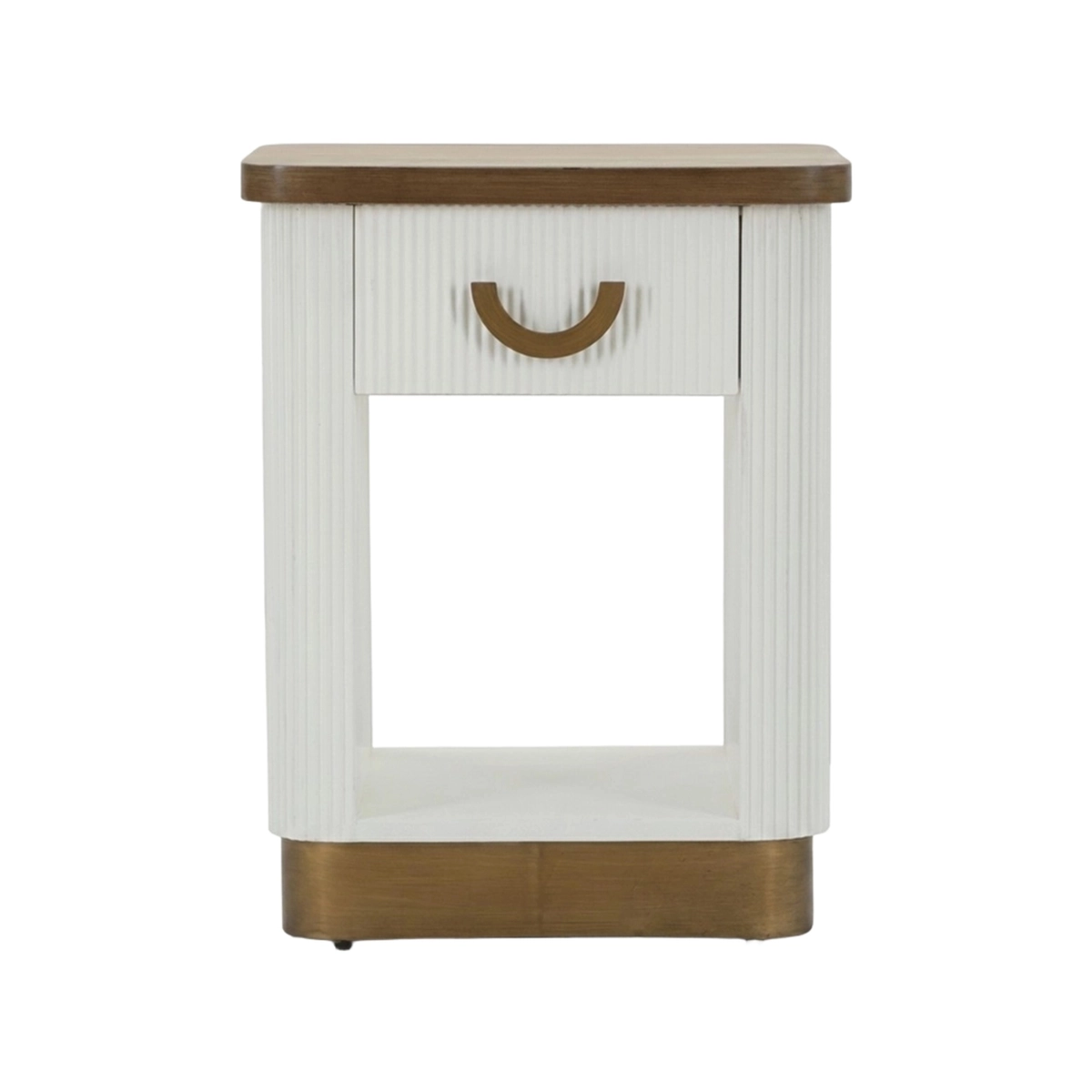 Tolosa Bedside Table in Wood and Iron with Drawer and Shelf — 4