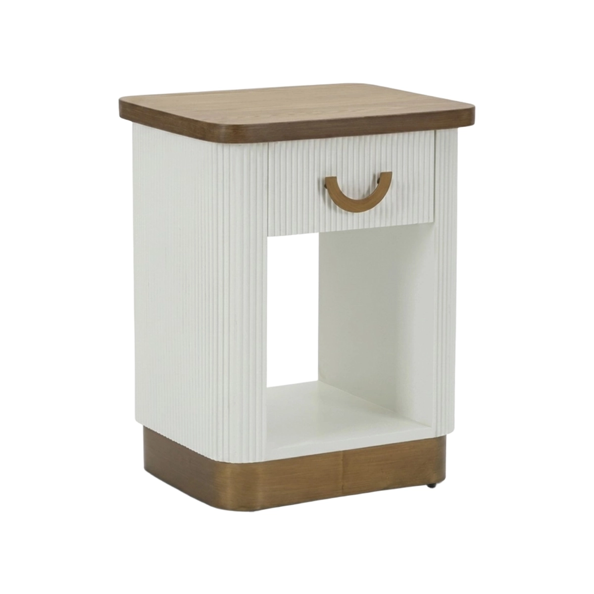 Tolosa Bedside Table in Wood and Iron with Drawer and Shelf — 1