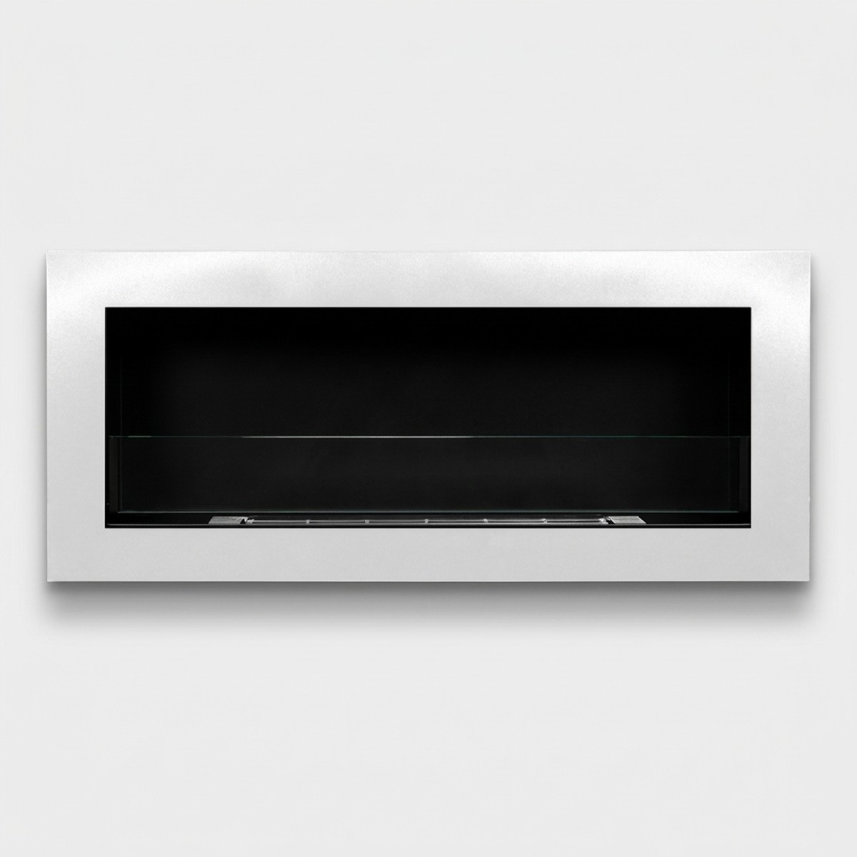 Wall-mounted and recessed bioethanol fireplace in steel Livorno — 3