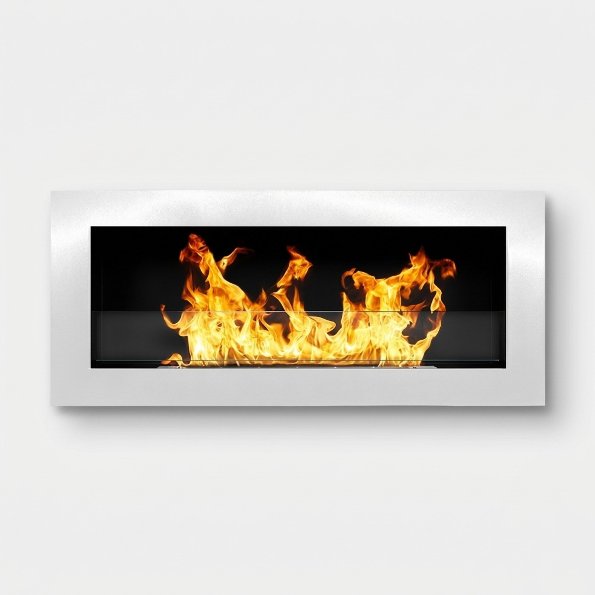 Wall-mounted and recessed bioethanol fireplace in steel Livorno — 1