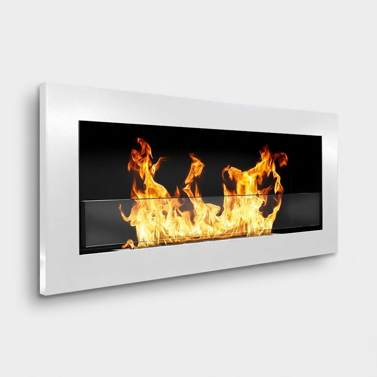 Wall-mounted and recessed bioethanol fireplace in steel Livorno — 4