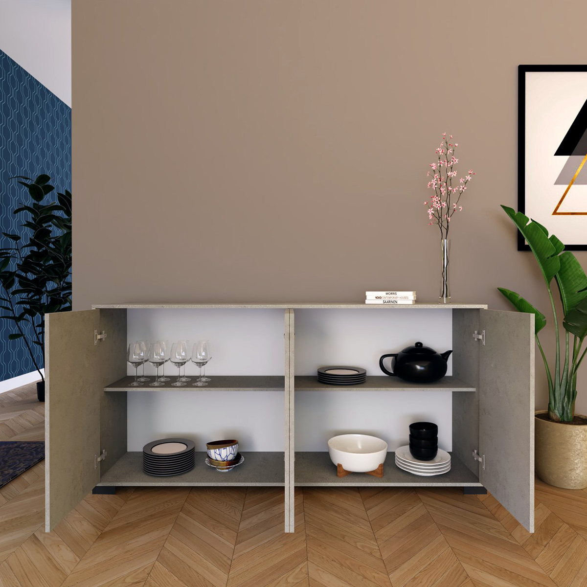 Lumina Modern 4-Door Sideboard Credenza 172x40x83 cm — 3