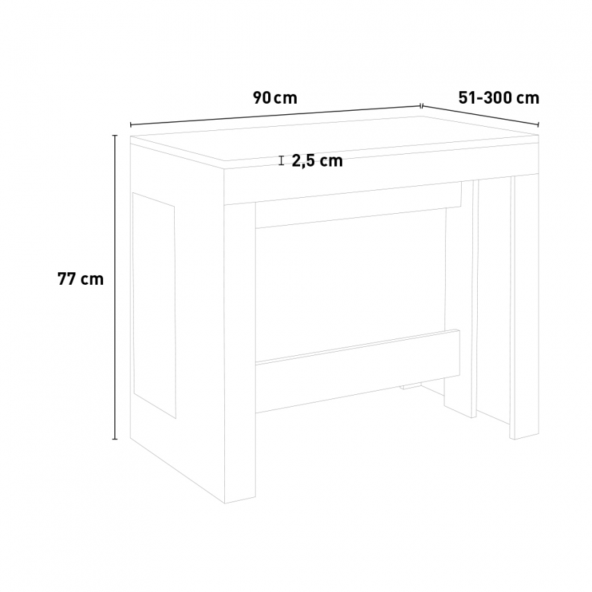 Pratika White Extendable Console Table Glossy White 90x51-300cm — 6