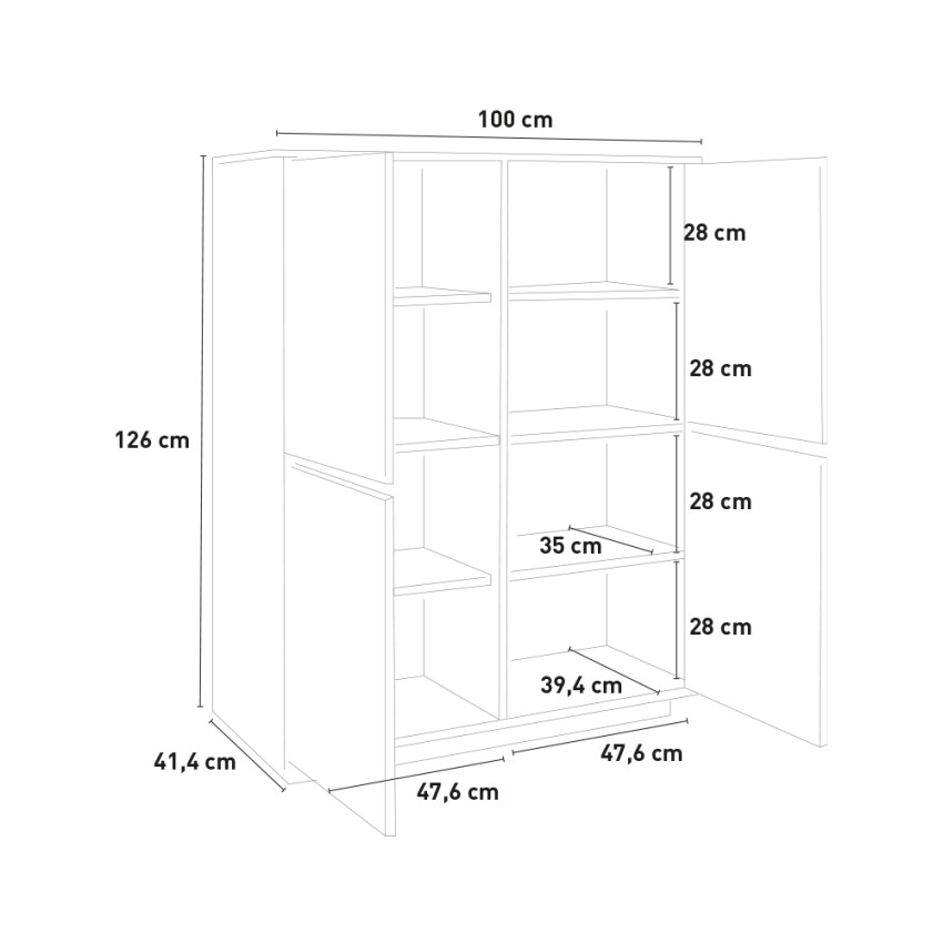 Modern Sideboard Cabinet Judy Glossy White Living Room Kitchen 100x41cm — 6