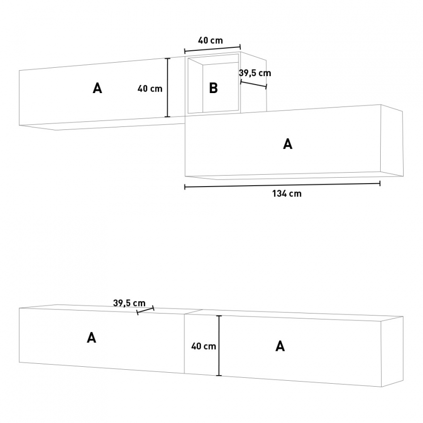 Modern Floating TV Wall Unit Living Room White and Walnut A01 Itamoby — 5