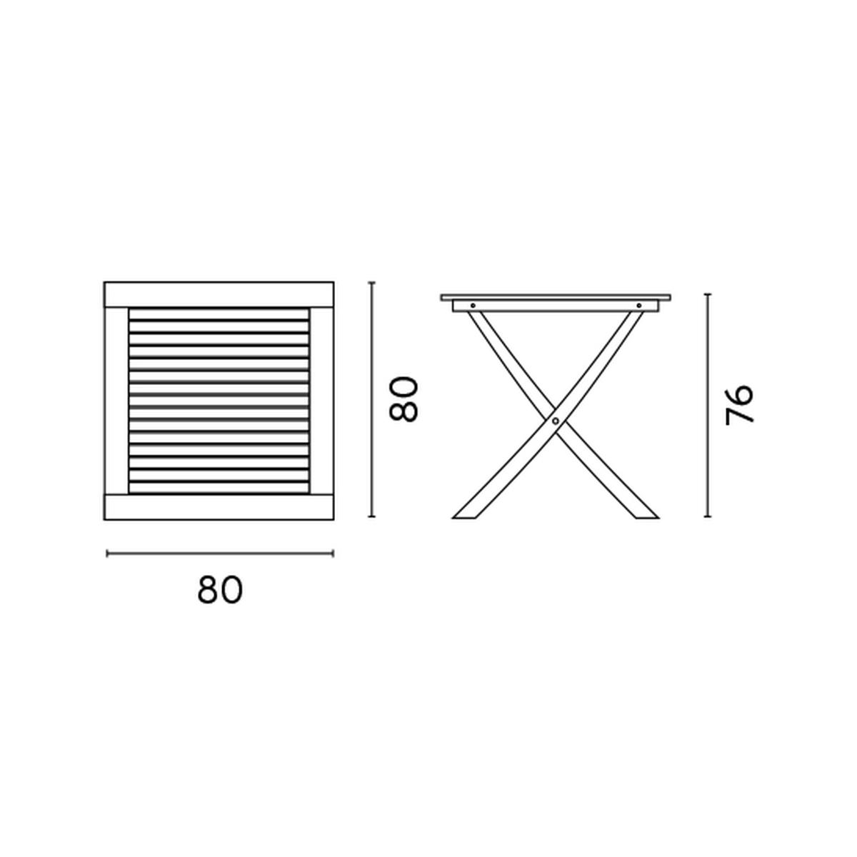 Kedels Vulcano 80x80cm Teak Wood Folding Outdoor Square Table — 6