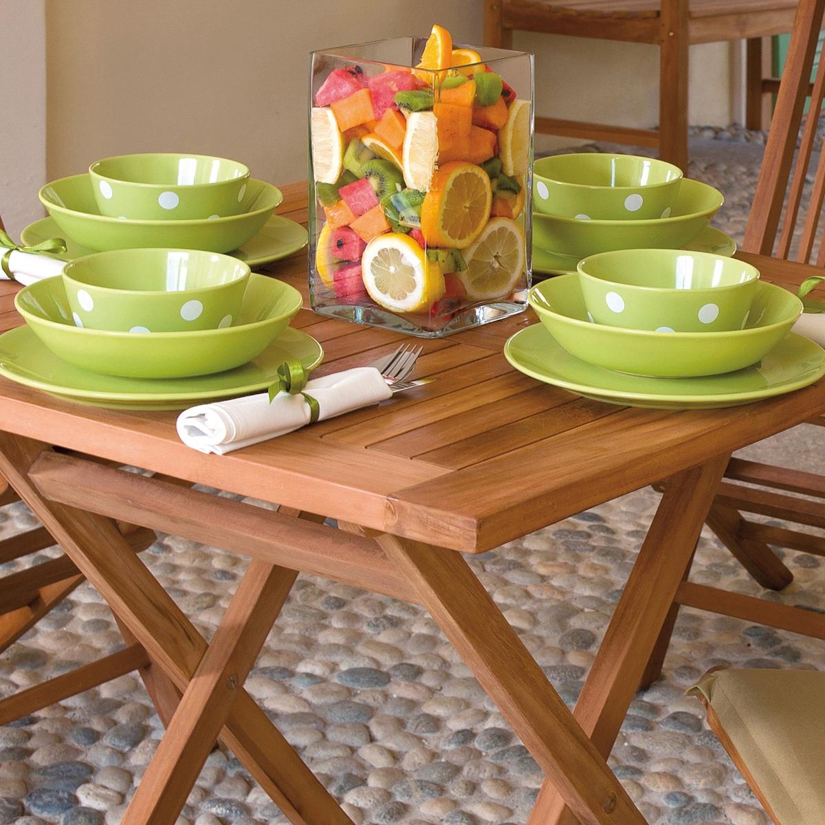 Kedels Vulcano 80x80cm Teak Wood Folding Outdoor Square Table — 3