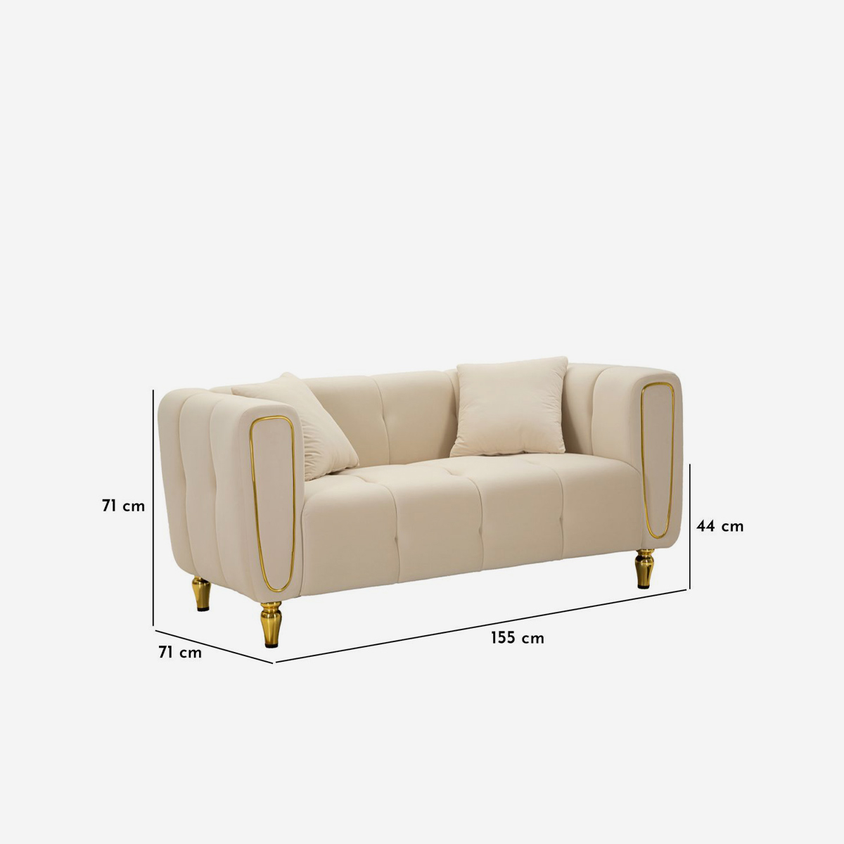 Alma 2 Seater Velvet Effect Sofa with Cushions — 6