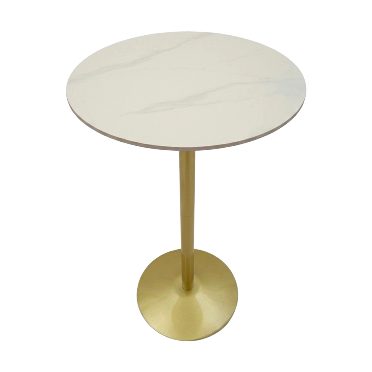 Simply Round Bar Table with Artificial Marble Top and Metal Base — 4