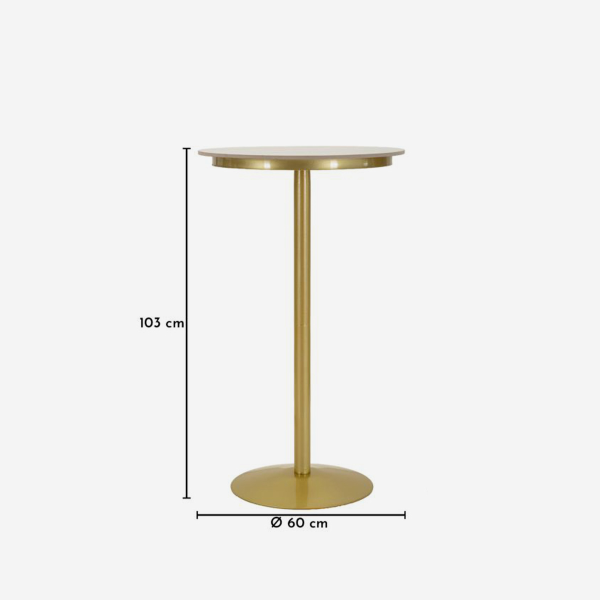 Simply Round Bar Table with Artificial Marble Top and Metal Base — 3