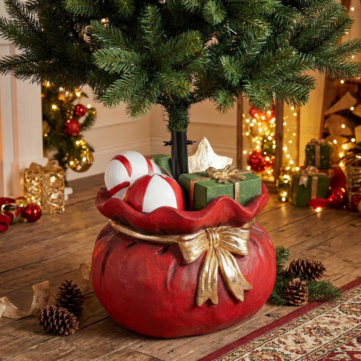 Base per albero di Natale a sacco regalo in gesso Fanciful — 2