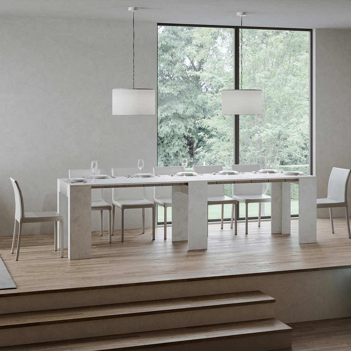 Extendable console table 78x47-299cm white dining table Allin Itamoby — 3