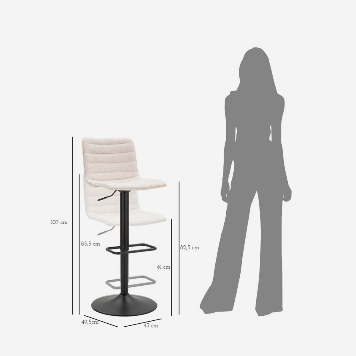 High Set of 2 Swivel Adjustable Bar Stools by Mauro Ferretti — 7