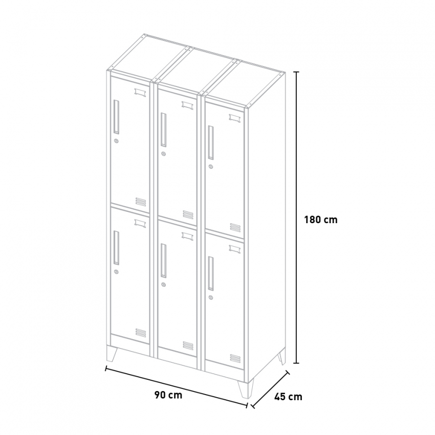 Metal Locker Cabinet 6 Compartments 90x45 H180 Etna Office24 — 3