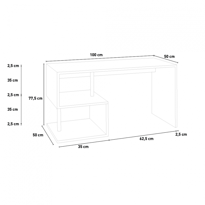 Modern Anthracite Office Study Desk 100x50cm Esse 2 Report — 5